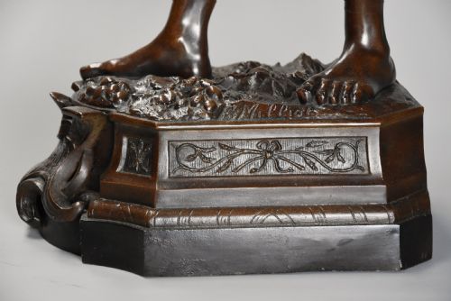 LARGE LATE 19TH CENTURY FRENCH BRONZED SPELTER FIGURE OF A FARM LABOURER SIGNED FMILLIOT - ADDITIONAL PHOTO 12