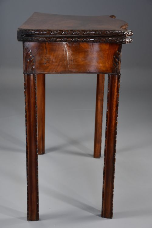 LATE 19TH CENTURY MAHOGANY SERPENTINE SHAPED CARD TABLE IN THE CHIPPENDALE STYLE - ADDITIONAL PHOTO 9