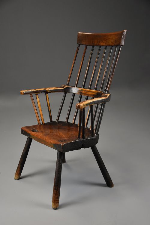 fig 2. Mid 18th century primitive ash and elm comb back armchair with exceptional original patina