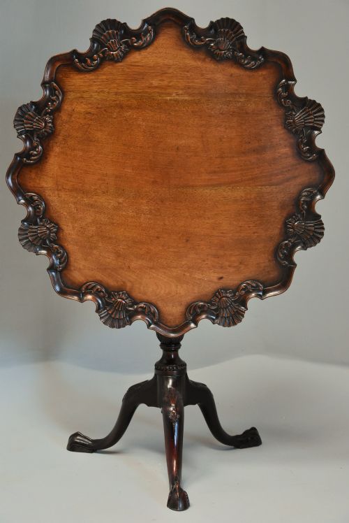 LATE 19TH CENTURY SUPERB QUALITY CHIPPENDALE STYLE MAHOGANY PIECRUST TILT TOP TABLE - ADDITIONAL PHOTO 4