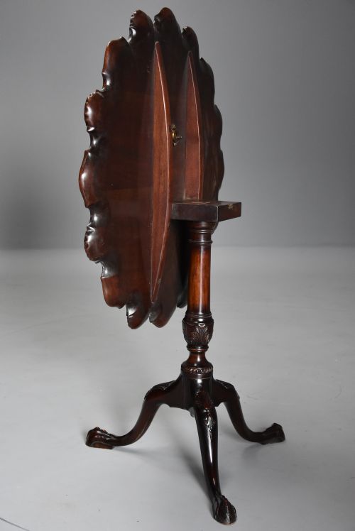 LATE 19TH CENTURY SUPERB QUALITY CHIPPENDALE STYLE MAHOGANY PIECRUST TILT TOP TABLE - ADDITIONAL PHOTO 7