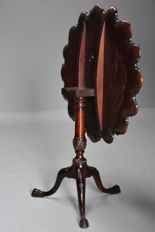 LATE 19TH CENTURY SUPERB QUALITY CHIPPENDALE STYLE MAHOGANY PIECRUST TILT TOP TABLE - ADDITIONAL PHOTO 8