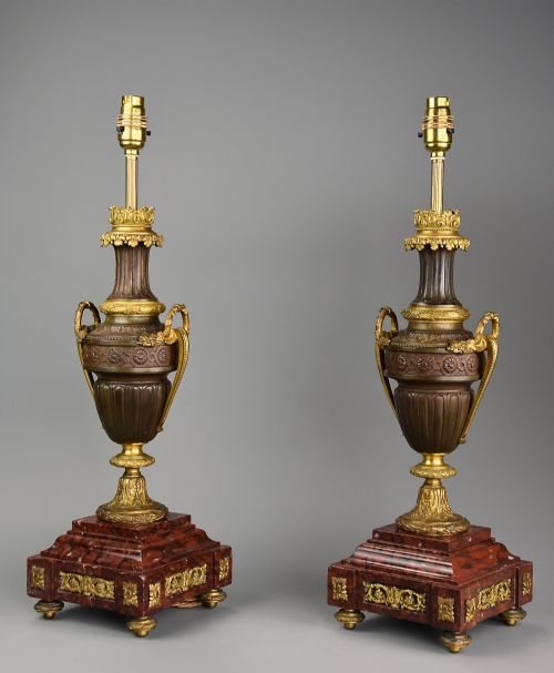 PAIR OF FINE QUALITY LATE 19TH CENTURY FRENCH BRONZE GILT BRONZE TABLE LAMPS - ADDITIONAL PHOTO 4
