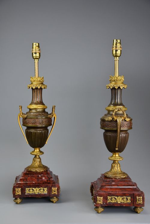 PAIR OF FINE QUALITY LATE 19TH CENTURY FRENCH BRONZE GILT BRONZE TABLE LAMPS - ADDITIONAL PHOTO 5