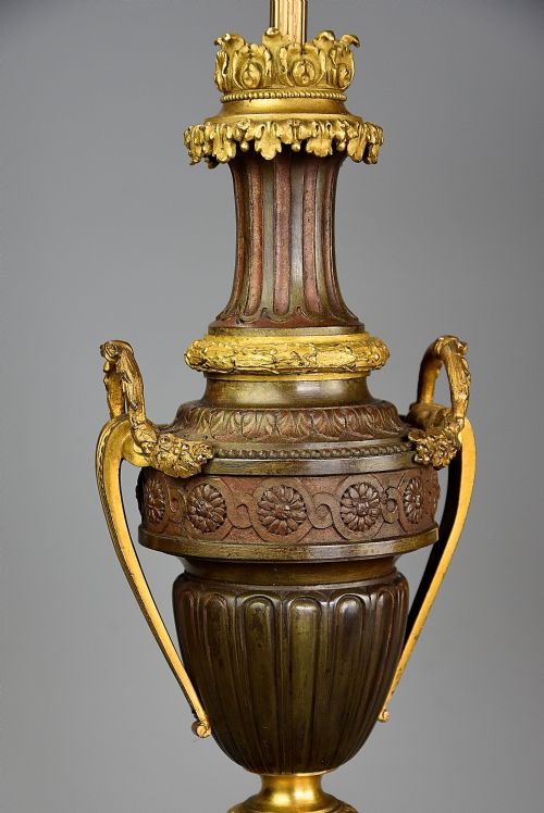 PAIR OF FINE QUALITY LATE 19TH CENTURY FRENCH BRONZE GILT BRONZE TABLE LAMPS - ADDITIONAL PHOTO 7