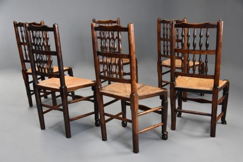 EARLY 19TH CENTURY SET OF SIX ASH ELM SPINDLE BACK CHAIRS OF SUPERB PATINA - ADDITIONAL PHOTO 4