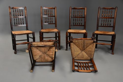 EARLY 19TH CENTURY SET OF SIX ASH ELM SPINDLE BACK CHAIRS OF SUPERB PATINA - ADDITIONAL PHOTO 7