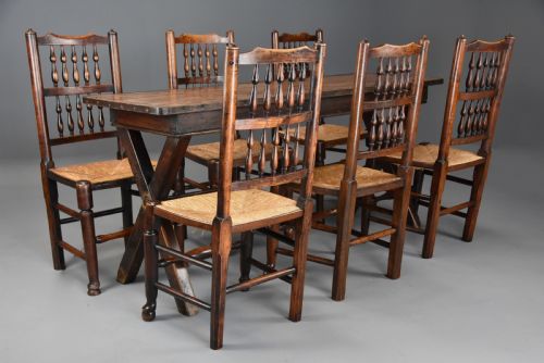 EARLY 19TH CENTURY SET OF SIX ASH ELM SPINDLE BACK CHAIRS OF SUPERB PATINA - ADDITIONAL PHOTO 8