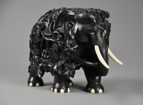 fig 1. Rare mid 19th century finely carved Ceylonese ebony elephant from the Galle district of Sri Lanka (formerly Ceylon)