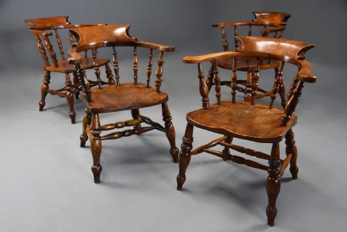 FOUR MID 19TH CENTURY SMOKERS BOW WINDSOR OR CAPTAINS CHAIRS - ADDITIONAL PHOTO 2