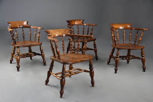 FOUR MID 19TH CENTURY SMOKERS BOW WINDSOR OR CAPTAINS CHAIRS - ADDITIONAL PHOTO 4