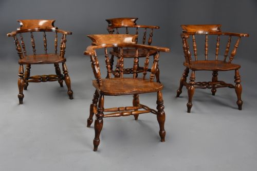 FOUR MID 19TH CENTURY SMOKERS BOW WINDSOR OR CAPTAINS CHAIRS - ADDITIONAL PHOTO 5