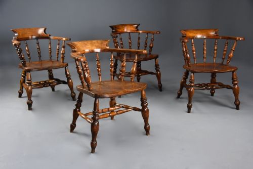 FOUR MID 19TH CENTURY SMOKERS BOW WINDSOR OR CAPTAINS CHAIRS - ADDITIONAL PHOTO 6