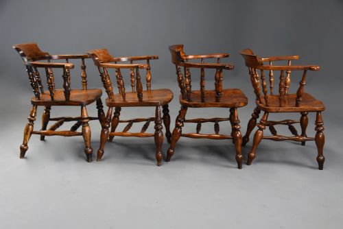 FOUR MID 19TH CENTURY SMOKERS BOW WINDSOR OR CAPTAINS CHAIRS - ADDITIONAL PHOTO 7