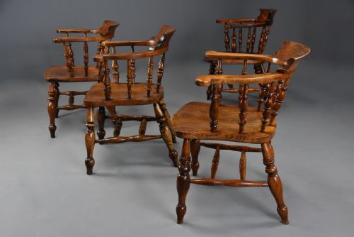 FOUR MID 19TH CENTURY SMOKERS BOW WINDSOR OR CAPTAINS CHAIRS - ADDITIONAL PHOTO 8