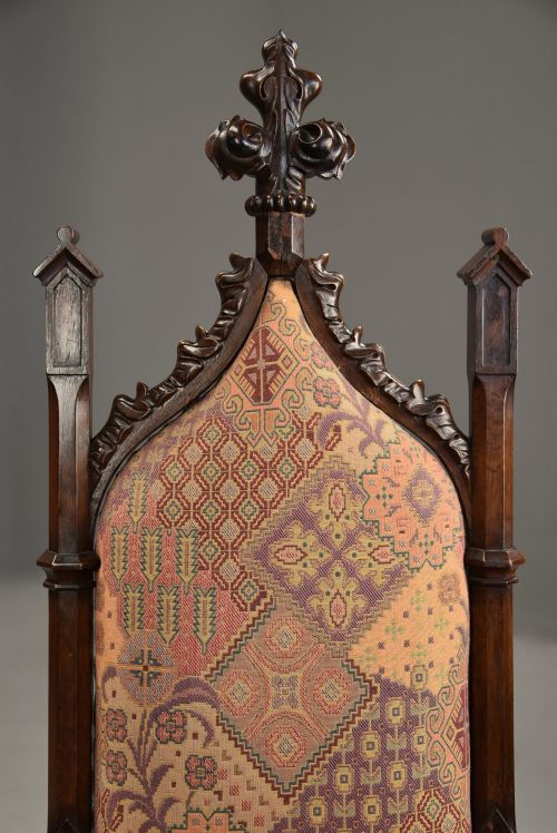 PAIR OF RARE MID 19TH CENTURY CHANNEL ISLANDS GOTHIC REVIVAL ROSEWOOD HALL CHAIRS WITH 'WA WILLCOCKS MAKERS LABEL - ADDITIONAL PHOTO 4