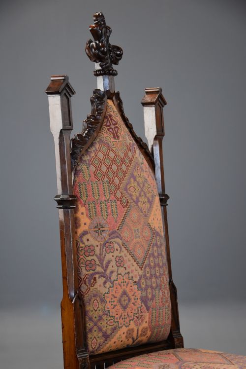 PAIR OF RARE MID 19TH CENTURY CHANNEL ISLANDS GOTHIC REVIVAL ROSEWOOD HALL CHAIRS WITH 'WA WILLCOCKS MAKERS LABEL - ADDITIONAL PHOTO 7