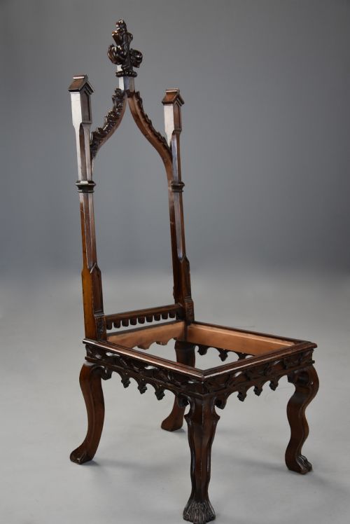 PAIR OF RARE MID 19TH CENTURY CHANNEL ISLANDS GOTHIC REVIVAL ROSEWOOD HALL CHAIRS WITH 'WA WILLCOCKS MAKERS LABEL - ADDITIONAL PHOTO 8