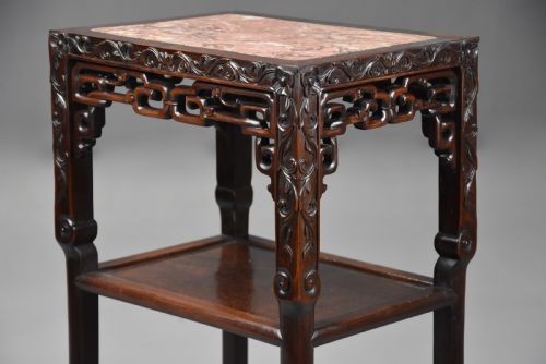 LATE 19TH CENTURY CHINESE HARDWOOD POT STAND OR TABLE OF RECTANGULAR FORM - ADDITIONAL PHOTO 1