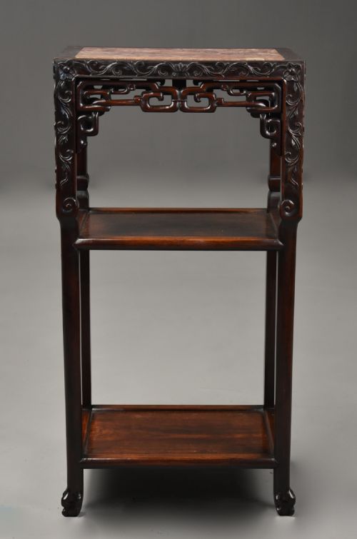LATE 19TH CENTURY CHINESE HARDWOOD POT STAND OR TABLE OF RECTANGULAR FORM - ADDITIONAL PHOTO 2