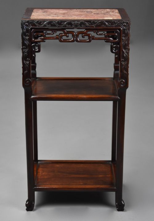 LATE 19TH CENTURY CHINESE HARDWOOD POT STAND OR TABLE OF RECTANGULAR FORM - ADDITIONAL PHOTO 3