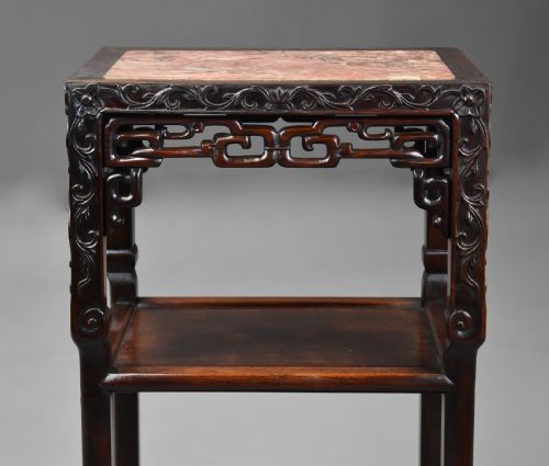 LATE 19TH CENTURY CHINESE HARDWOOD POT STAND OR TABLE OF RECTANGULAR FORM - ADDITIONAL PHOTO 4
