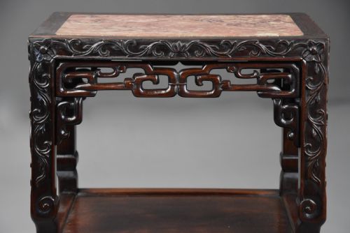LATE 19TH CENTURY CHINESE HARDWOOD POT STAND OR TABLE OF RECTANGULAR FORM - ADDITIONAL PHOTO 5