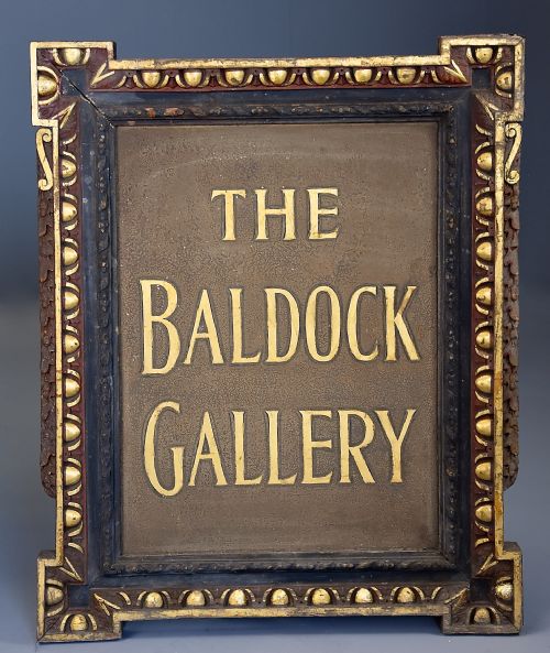 EARLY 20TH CENTURY CARVED WOOD PAINTED GILDED SHOP SIGN OF THE BALDOCK GALLERY - ADDITIONAL PHOTO 3