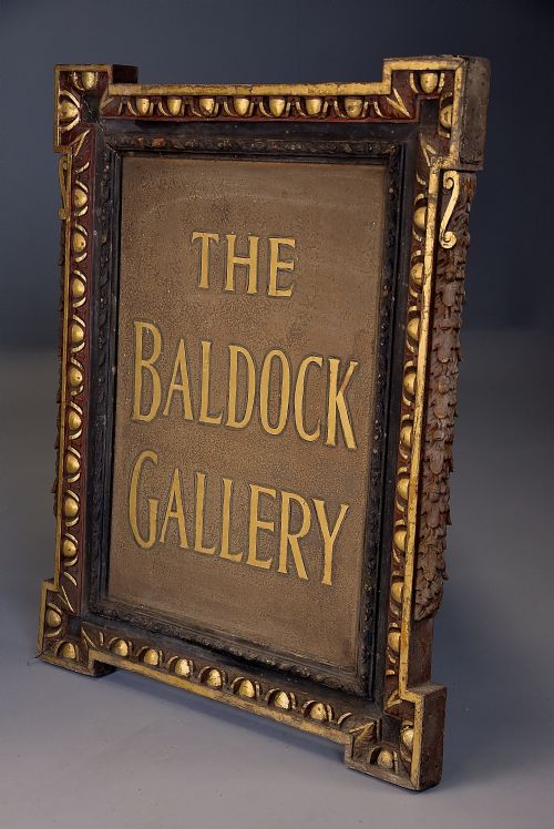 EARLY 20TH CENTURY CARVED WOOD PAINTED GILDED SHOP SIGN OF THE BALDOCK GALLERY - ADDITIONAL PHOTO 4