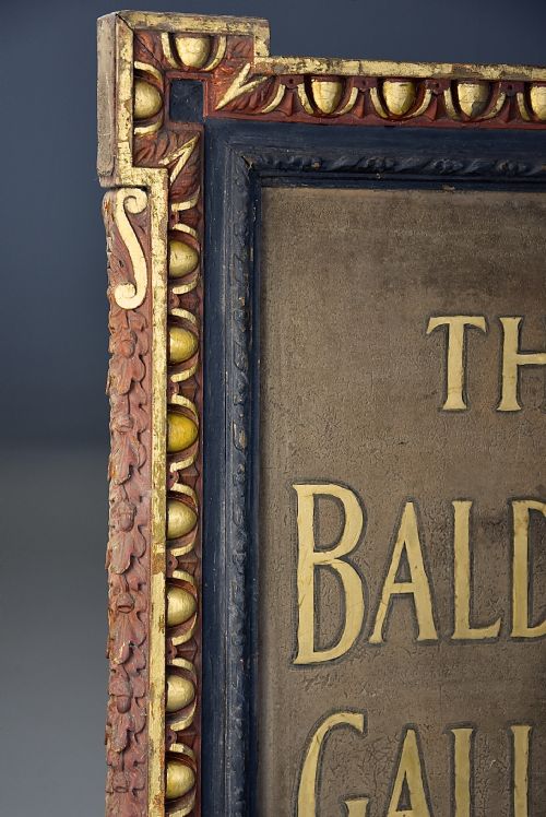 EARLY 20TH CENTURY CARVED WOOD PAINTED GILDED SHOP SIGN OF THE BALDOCK GALLERY - ADDITIONAL PHOTO 6