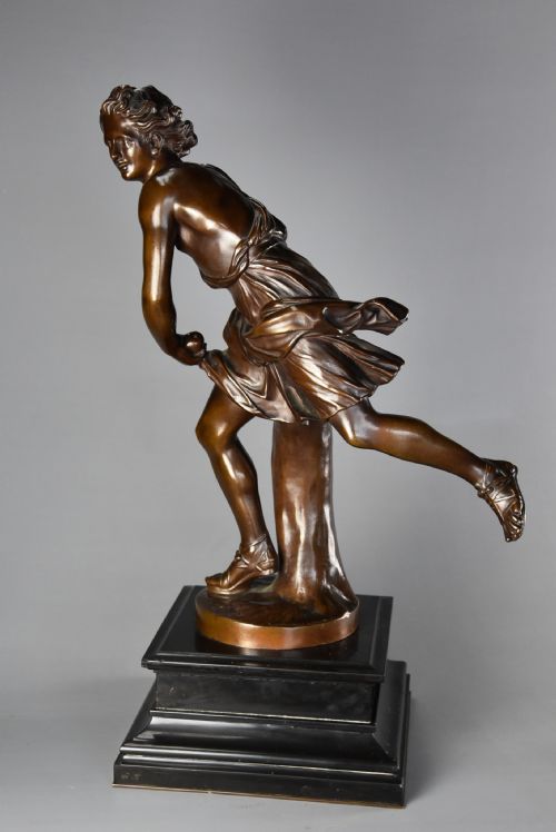 LARGE LATE 19TH CENTURY BRONZE FIGURE OF HIPPOMENES SIGNED 'BARBEDIENNE' AFTER AN ORIGINAL BY COUSTOU - ADDITIONAL PHOTO 5