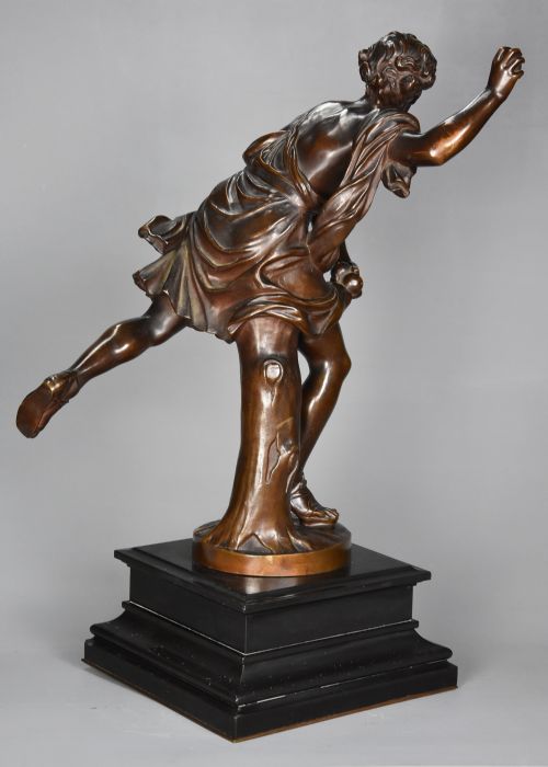 LARGE LATE 19TH CENTURY BRONZE FIGURE OF HIPPOMENES SIGNED 'BARBEDIENNE' AFTER AN ORIGINAL BY COUSTOU - ADDITIONAL PHOTO 7