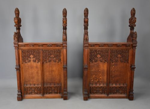 fig 2. Superb quality pair of mid 19th century oak choir stall fronts in the Gothic style