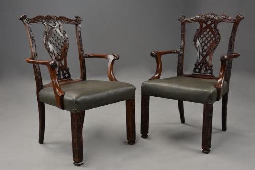 PAIR OF FINE QUALITY LATE 19TH CENTURY MAHOGANY OPEN ARMCHAIRS IN THE CHIPPENDALE STYLE - ADDITIONAL PHOTO 1