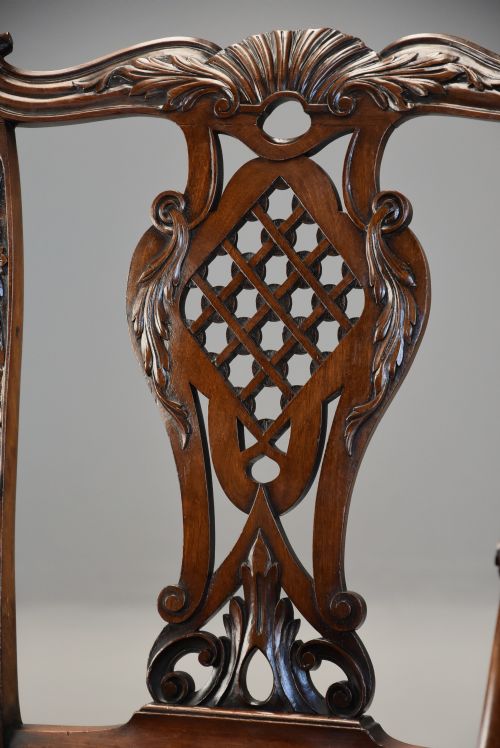 PAIR OF FINE QUALITY LATE 19TH CENTURY MAHOGANY OPEN ARMCHAIRS IN THE CHIPPENDALE STYLE - ADDITIONAL PHOTO 5