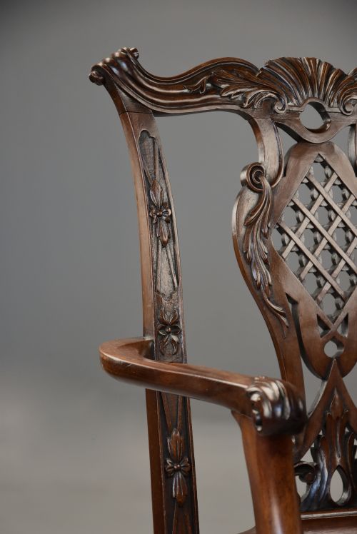 PAIR OF FINE QUALITY LATE 19TH CENTURY MAHOGANY OPEN ARMCHAIRS IN THE CHIPPENDALE STYLE - ADDITIONAL PHOTO 7