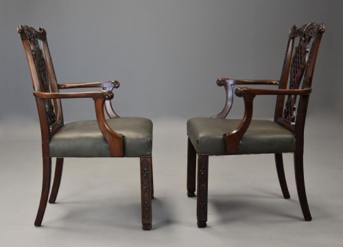 PAIR OF FINE QUALITY LATE 19TH CENTURY MAHOGANY OPEN ARMCHAIRS IN THE CHIPPENDALE STYLE - ADDITIONAL PHOTO 9