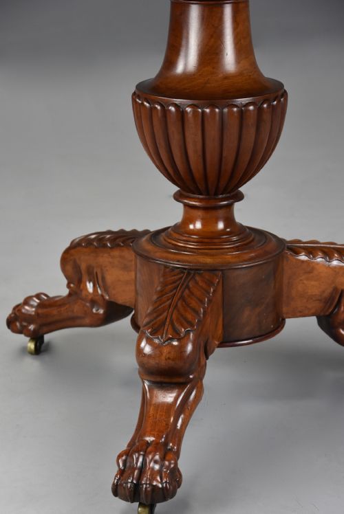 FINE QUALITY 19TH CENTURY FRENCH MAHOGANY GUERIDON TABLE WITH ORIGINAL VEINED MARBLE TOP - ADDITIONAL PHOTO 4
