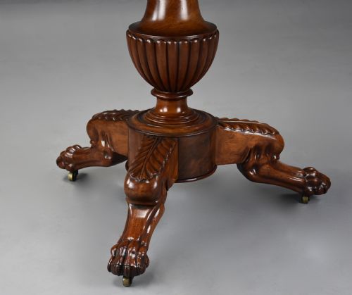 FINE QUALITY 19TH CENTURY FRENCH MAHOGANY GUERIDON TABLE WITH ORIGINAL VEINED MARBLE TOP - ADDITIONAL PHOTO 5