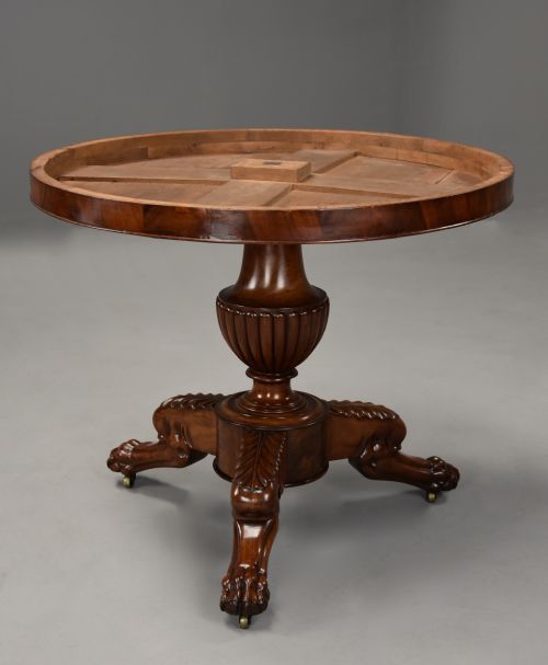 FINE QUALITY 19TH CENTURY FRENCH MAHOGANY GUERIDON TABLE WITH ORIGINAL VEINED MARBLE TOP - ADDITIONAL PHOTO 9