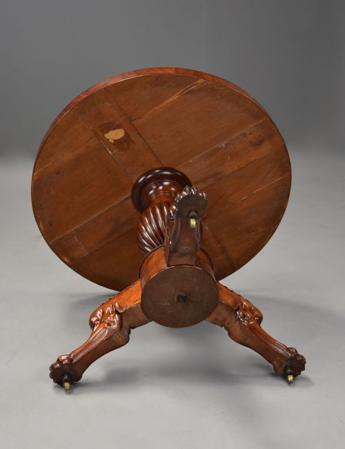 FINE QUALITY 19TH CENTURY FRENCH MAHOGANY GUERIDON TABLE WITH ORIGINAL VEINED MARBLE TOP - ADDITIONAL PHOTO 10