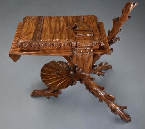 SUPERB RARE LATE 19TH CENTURY ITALIAN FINELY CARVED PINE GROTTO WORK TABLE - ADDITIONAL PHOTO 3