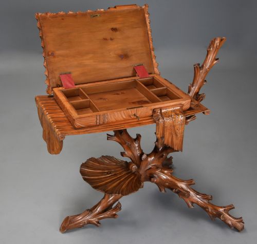 SUPERB RARE LATE 19TH CENTURY ITALIAN FINELY CARVED PINE GROTTO WORK TABLE - ADDITIONAL PHOTO 7