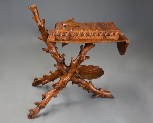 SUPERB RARE LATE 19TH CENTURY ITALIAN FINELY CARVED PINE GROTTO WORK TABLE - ADDITIONAL PHOTO 12