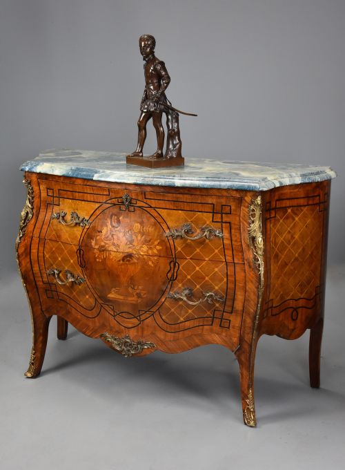 PAIR OF HIGHLY DECORATIVE EARLY 20TH CENTURY FRENCH KINGWOOD BOMBE COMMODES - ADDITIONAL PHOTO 7
