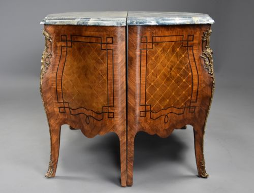 PAIR OF HIGHLY DECORATIVE EARLY 20TH CENTURY FRENCH KINGWOOD BOMBE COMMODES - ADDITIONAL PHOTO 12