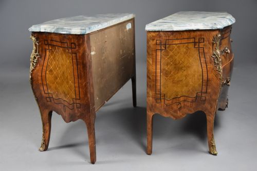 PAIR OF HIGHLY DECORATIVE EARLY 20TH CENTURY FRENCH KINGWOOD BOMBE COMMODES - ADDITIONAL PHOTO 16