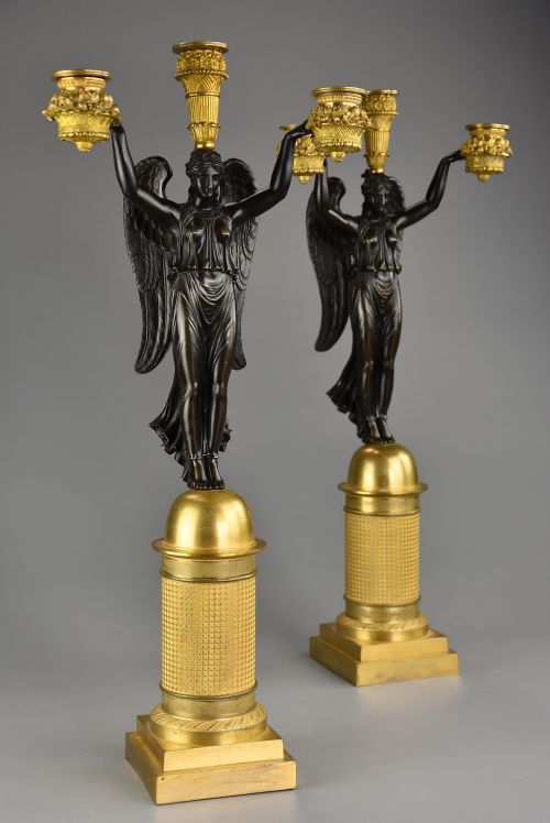 EXCEPTIONAL RARE PAIR OF EARLY 19TH CENTURY FRENCH EMPIRE BRONZE GILTBRONZE CANDELABRA OF SUPERB QUALITY SIGNED RABIAT - ADDITIONAL PHOTO 5