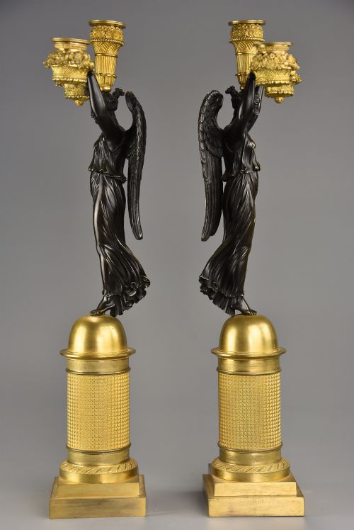 EXCEPTIONAL RARE PAIR OF EARLY 19TH CENTURY FRENCH EMPIRE BRONZE GILTBRONZE CANDELABRA OF SUPERB QUALITY SIGNED RABIAT - ADDITIONAL PHOTO 9