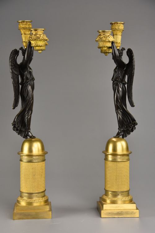 EXCEPTIONAL RARE PAIR OF EARLY 19TH CENTURY FRENCH EMPIRE BRONZE GILTBRONZE CANDELABRA OF SUPERB QUALITY SIGNED RABIAT - ADDITIONAL PHOTO 10